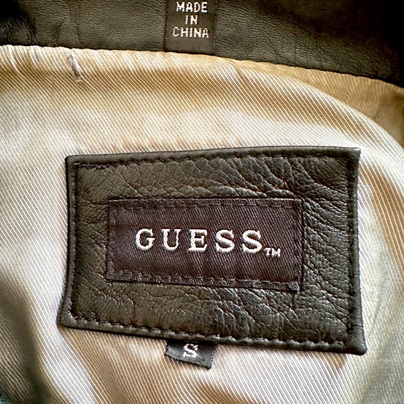 EUC Vintage Guess Black Leather Zip Jacket Size S - Picture 7 of 7